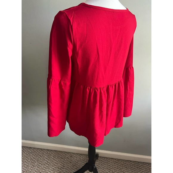 Red Peplum Ruffle Blouse Womens Top by Coral Size M Pullover - Picture 5 of 10